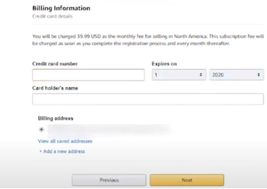 6 Add your credit card details | How to Create Amazon Seller Account | Bitclu